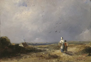 Landskab med sommerhus og figurer